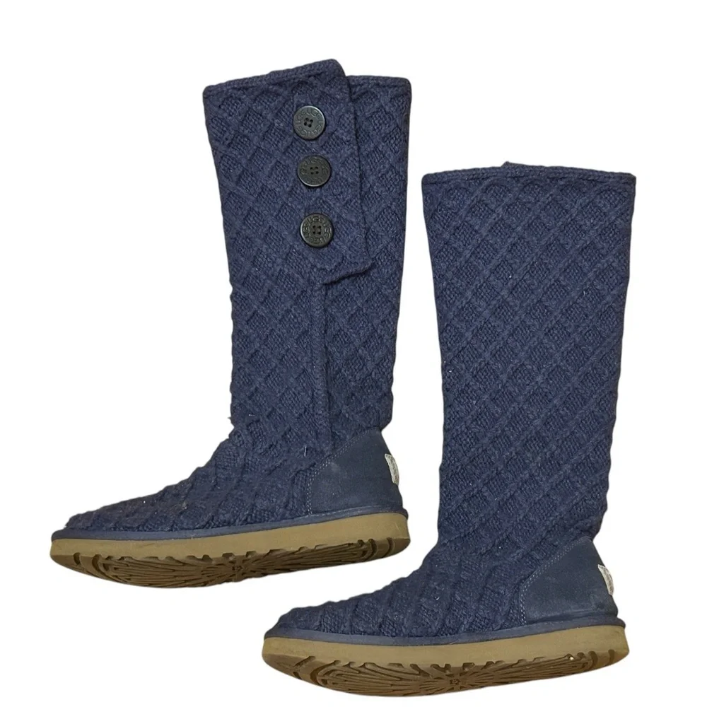 UGG Lattice Cardy Boots Navy Blue Size 10 Women’s - Picture 4 of 10